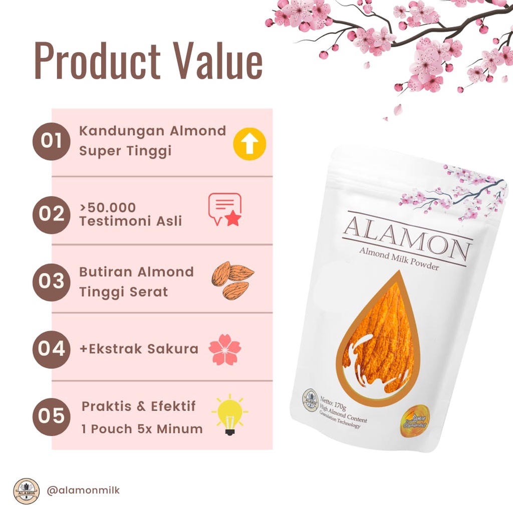 Alamon Susu Almond / Almond Milk / Minuman Kesehatan 170 gram