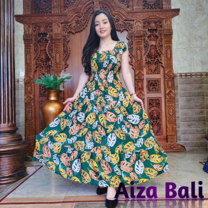 Dress Daster Canda Panjang Motif Bunga Janda Bolong Lengan Pendek Rayon Super Premium Bali Terbaru K