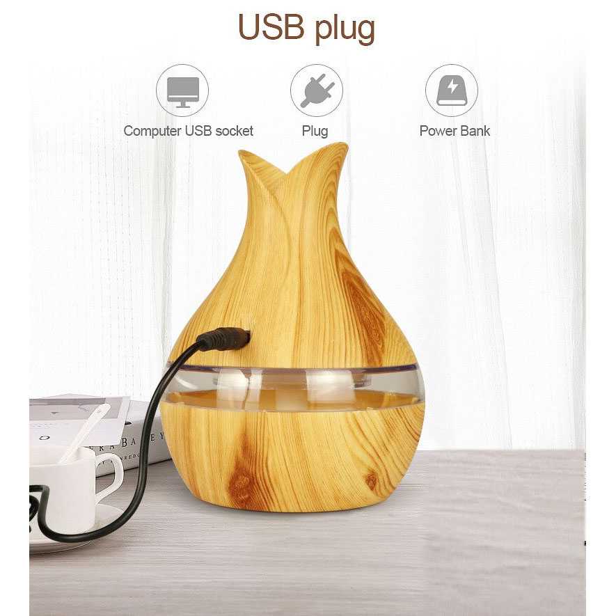 (100% BARANG ORI) JUTAOHUI Air Humidifier Aromatherapy Oil Diffuser Wood 300ml - YX-188