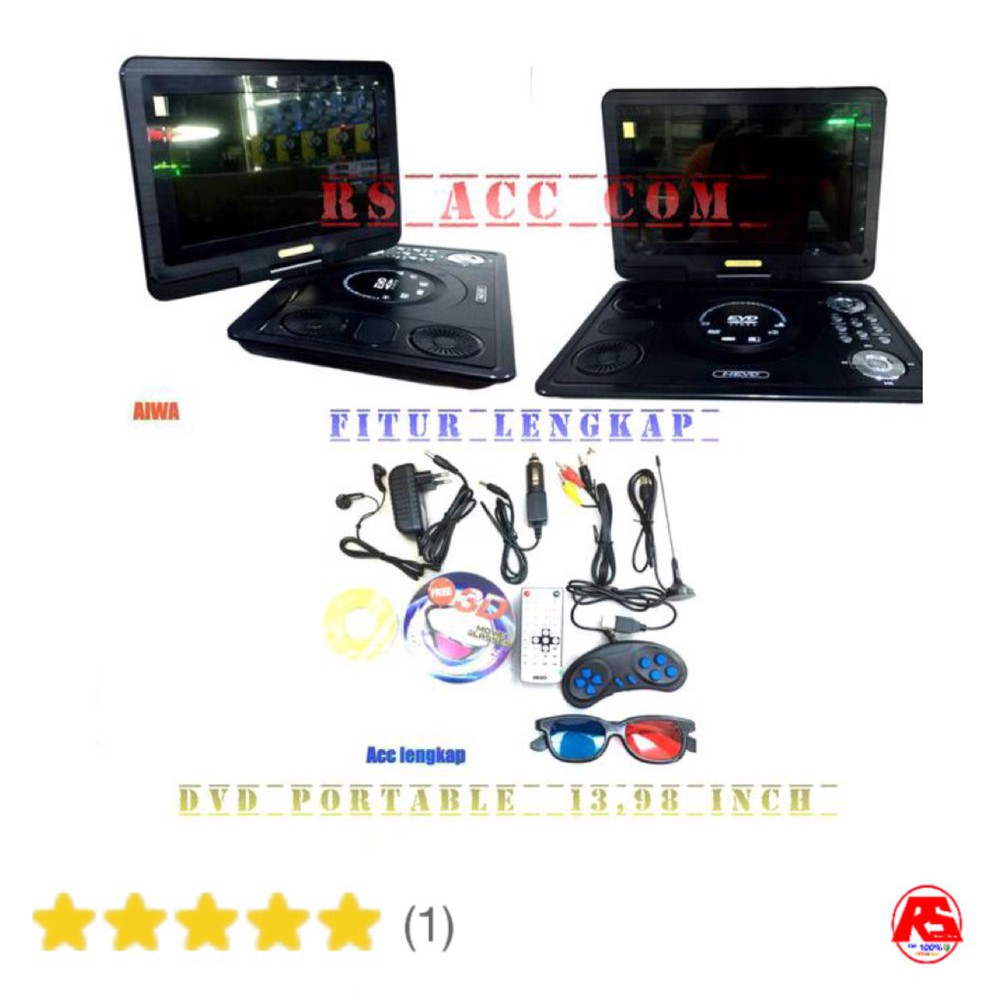 Murah  Portable Dvd Layar Player Aiwa 13,9 Inch Acc Lengkap