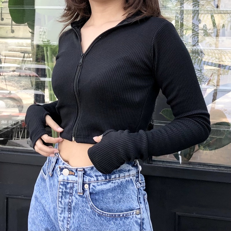 [LOURRA] Kookie Cardigan // Rib Outer // Crop top