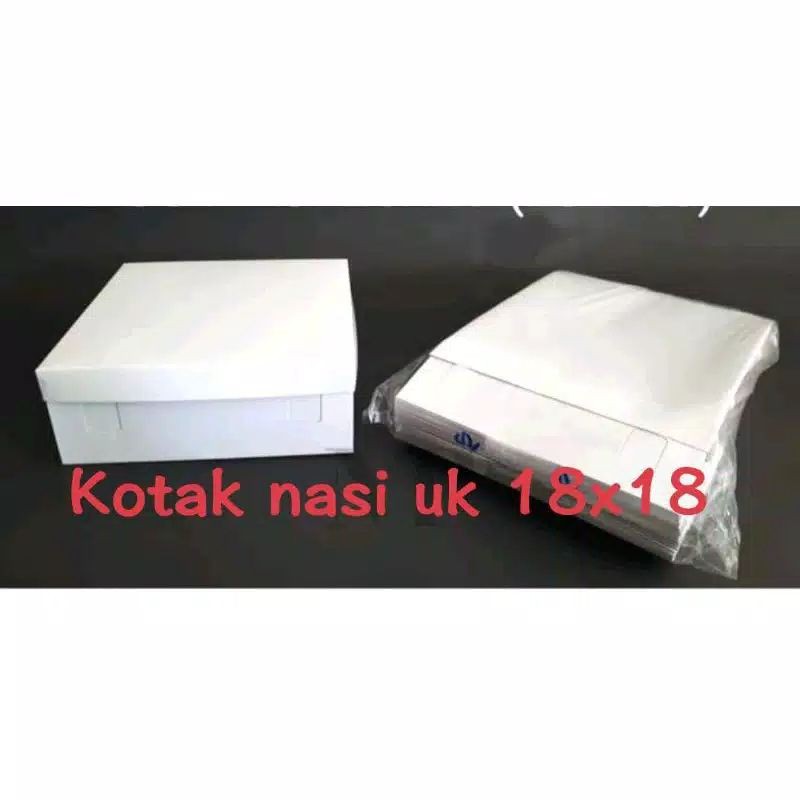 

Box atau kotak nasi dus putih polos ukuran 18 x 18