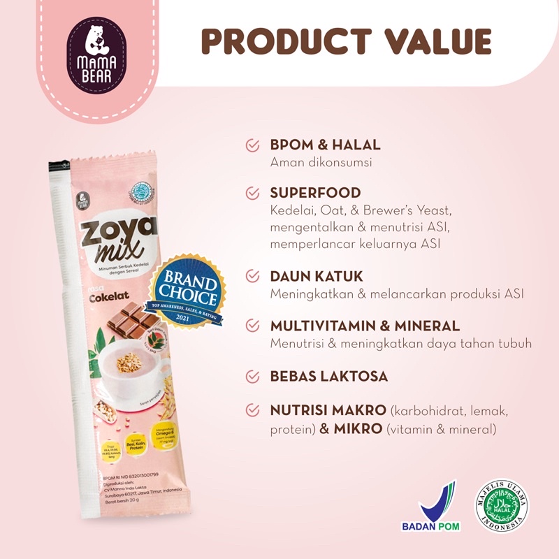 MamaBear Zoya Mix Susu Soya + katuk ASI Booster Zoyamix Mama Bear Soya Mix