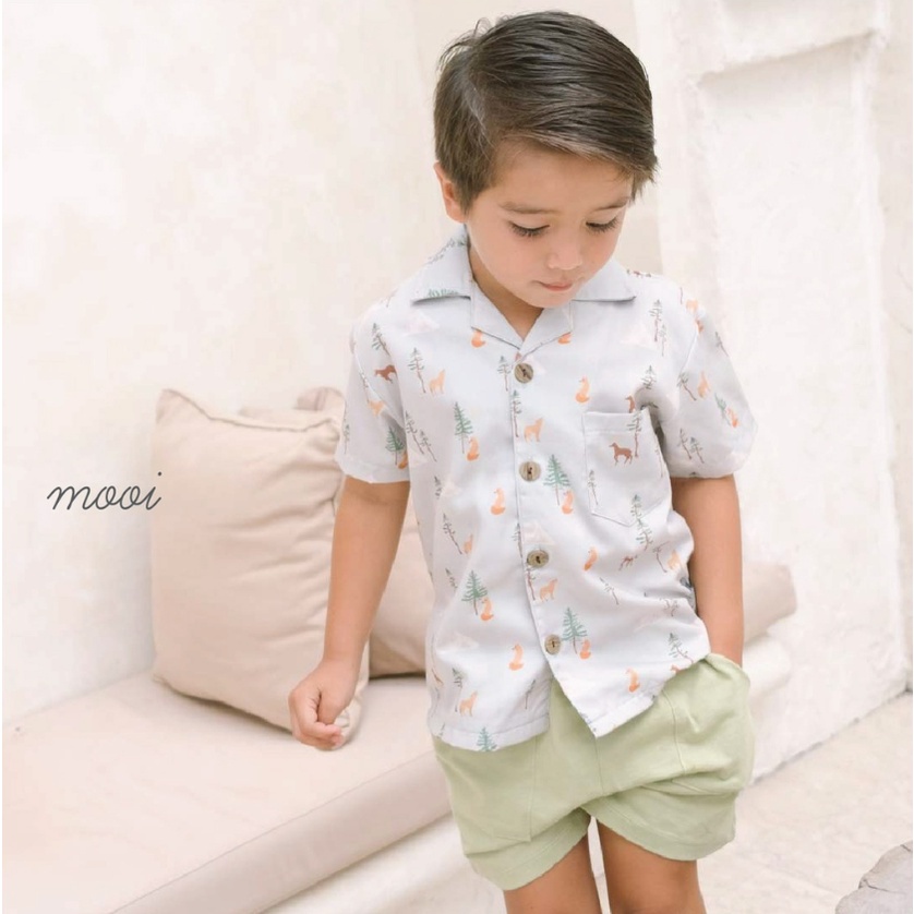 PROMO 7.7 PROMO BAJU LEBARAN MURAH MOOI PRINTED SHIRT SET POCKET PRINT SETELAN ANAK KEMEJA PENDEK CELANA PENDEK 1-5 TAHUN