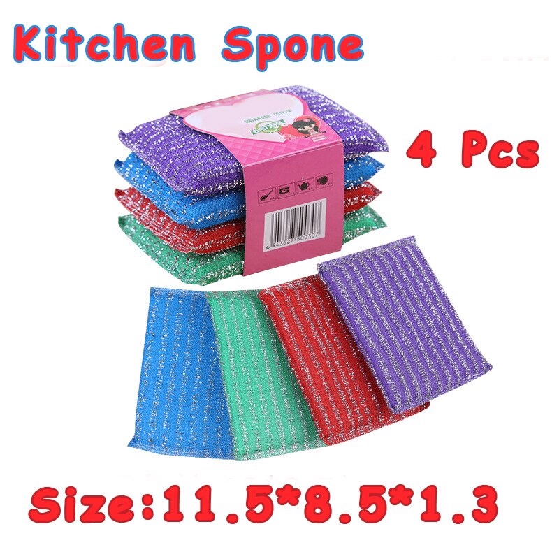 SPONS CUCI PIRING METALIK SPON CUCI PIRING MAGIC PEMBERSIH DAPUR ANTI-LENGKET KITCHEN SPONS(PER PCS)