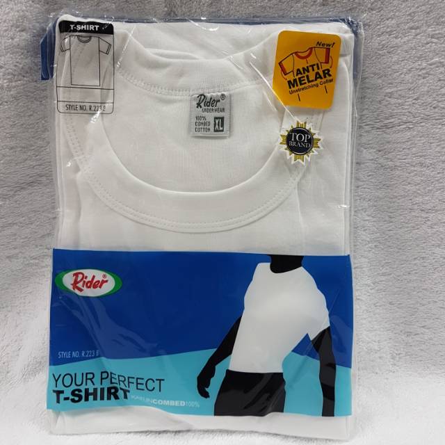 3 pc Kaos oblong putih kerah bulat merk Rider