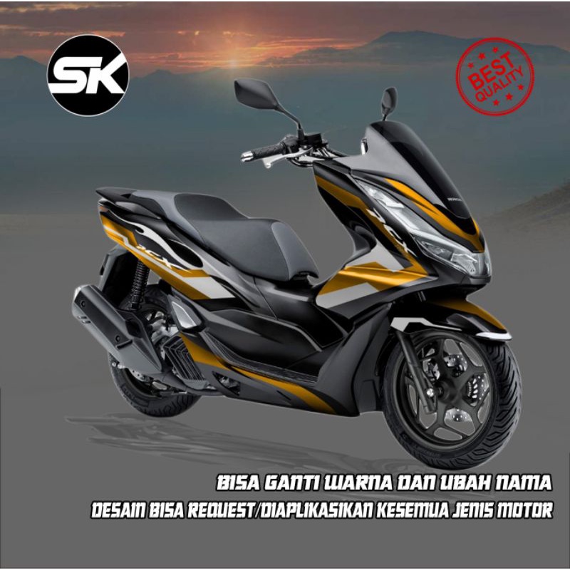 sticker decal full body Honda PCX coklat hitam