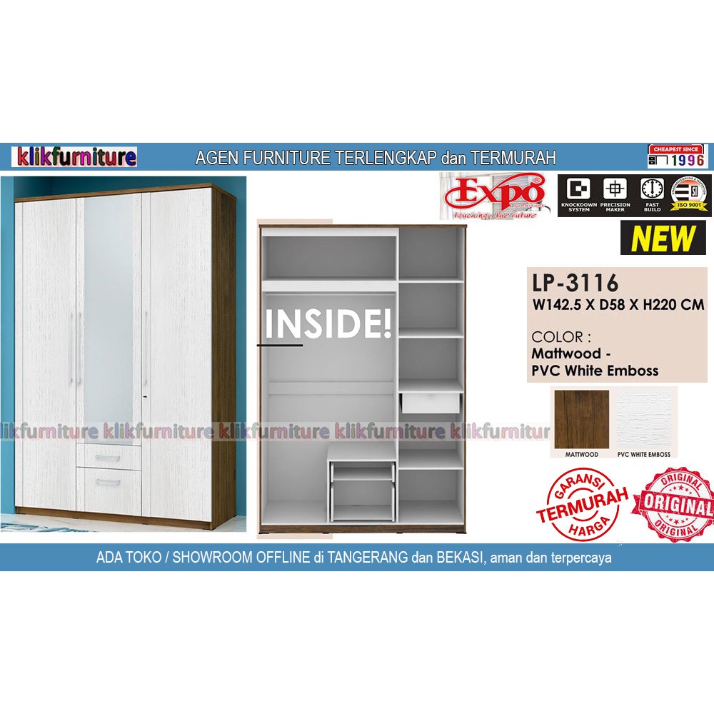 LP 3116 EXPO Lemari Pakaian 3 Pintu Jumbo