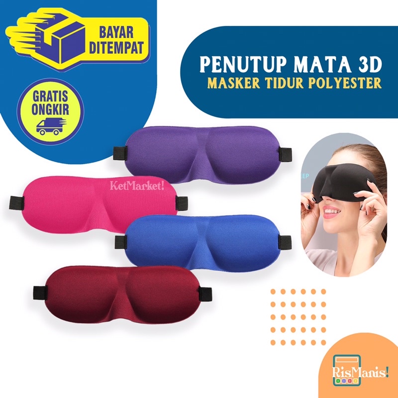 3D SLEEPING EYE MASK - Penutup Mata Bahan Polyester Busa Lembut Nyaman Lentur Tidur Nyenyak Lelap