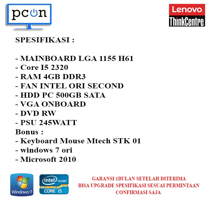 PC KOMPUTER PC BUILT UP LENOVO THINKCENTRE M81