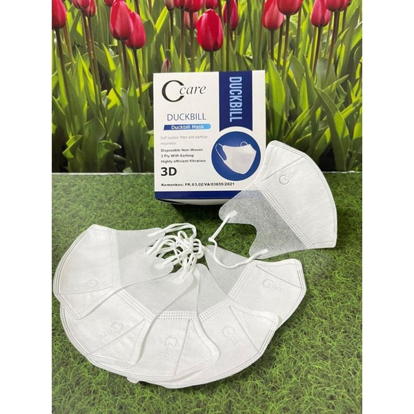 masker duckbill c care hitam atau putih isi 50pc