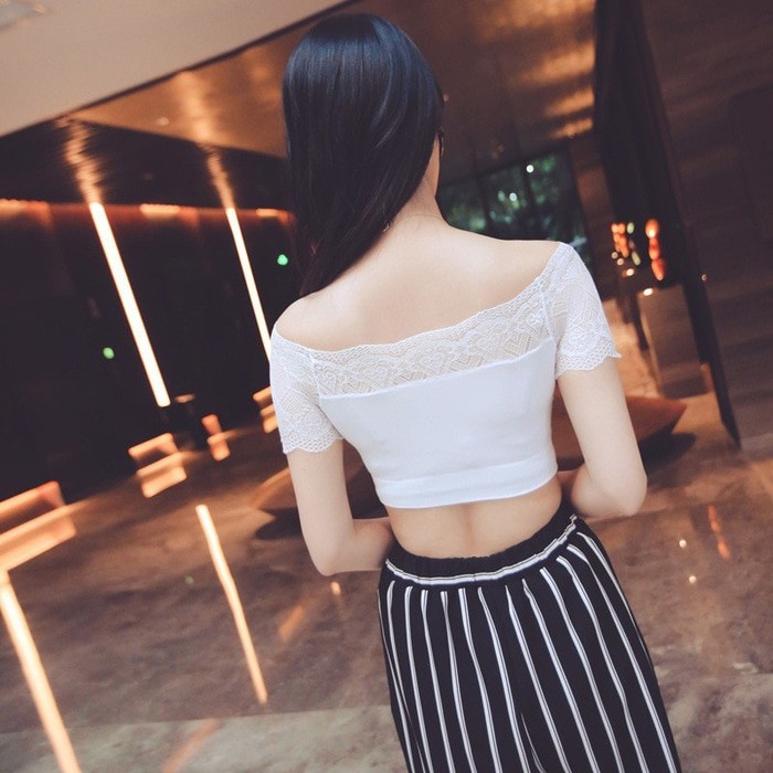 Sexy8 - Sabrina Lace Top Bra Brukat Tanktop Bralette Baju Kemben Kaos - Putih