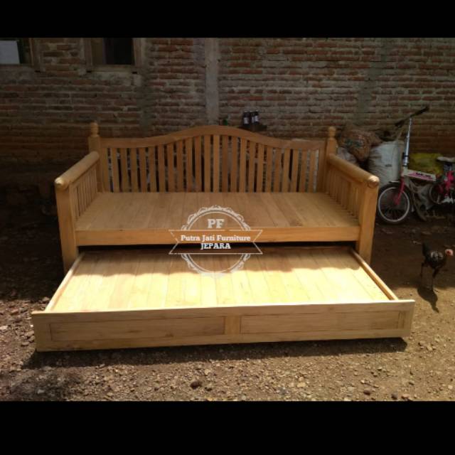 Bale Bale Tingkat Kayu Jati - Kursi Tempat Tidur - Bangku Panjang