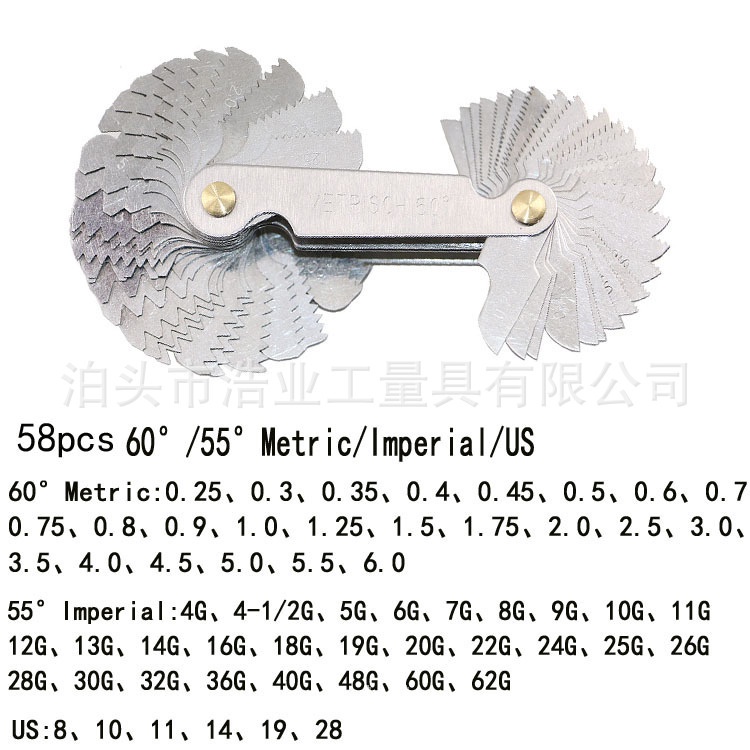 Pengukur Bulir Baut Whitworth Metric Screw Thread Pitch Gauge Measurin