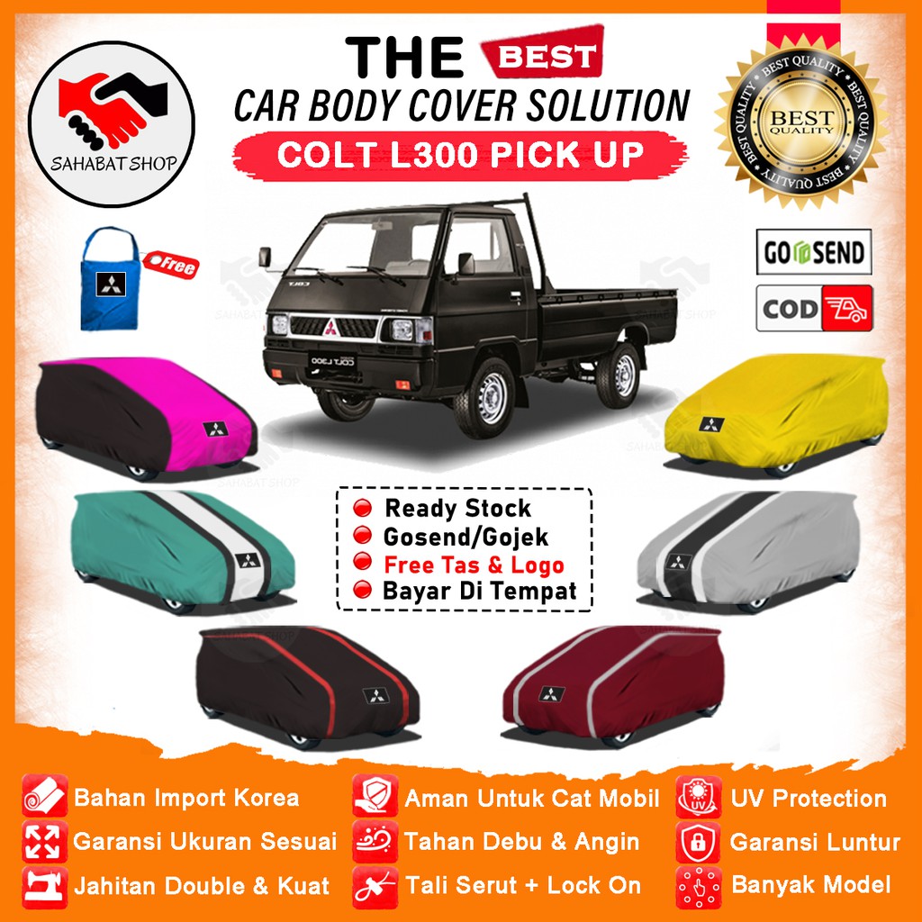 Sahabat Body Cover Mobil Colt / Sarung Penutup Mitsubishi Colt L300 Pick Up Outdoor / Mantel Selimut Tutup Kerudung Mantol Jas Pelindung Kerodong Tutupan Kelambu Pembungkus Bungkus Terpal Mobil Colt Waterproof Anti Air Model Orange