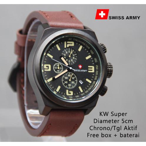 Jam Tangan Pria Cowok - Army model Expedition Leather Dark Brown