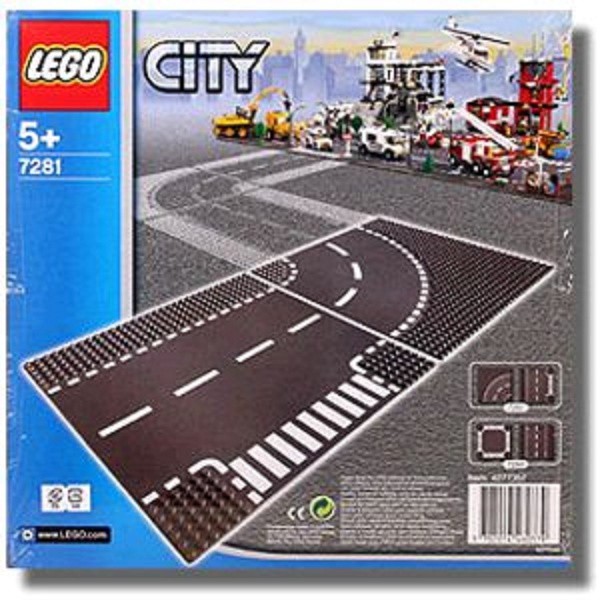 LEGO # 7281 CITY - SUPPLEMENTAL T-JUNCTION & CURVED ROAD PLATES