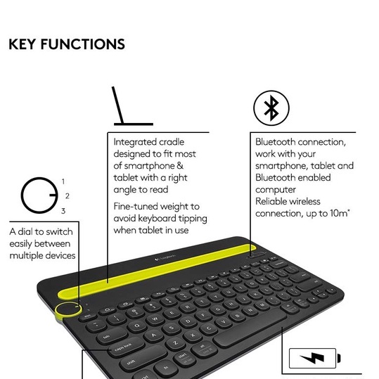 Logitech K480 Bluetooth Multi Device Keyboard Original Multimedi