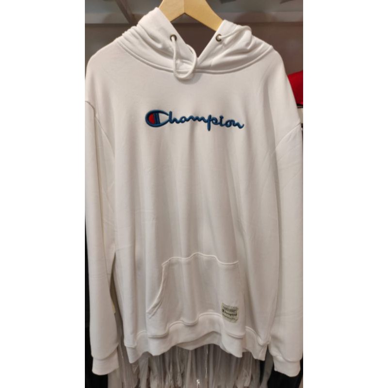 Hoodie Champions Reverse Weave Script Logo White