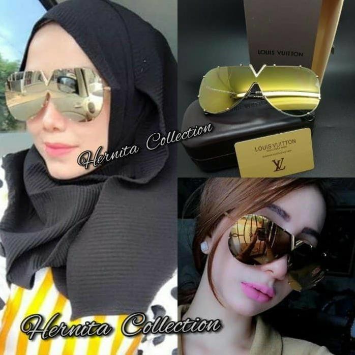 Kacamata Wanita / Louis Vuitton Hk381 + Lensa Anti Uv + Box Resleting - Hitam