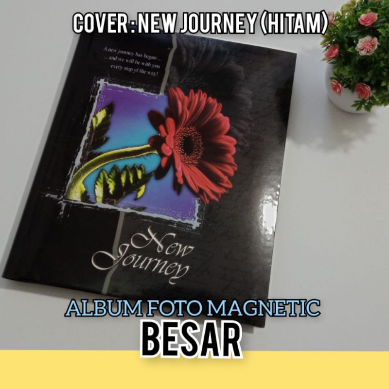 ALBUM FOTO MAGNETIC UKURAN BESAR MOTIF NEW JOURNEY HITAM SPIRAL WHITESHEET