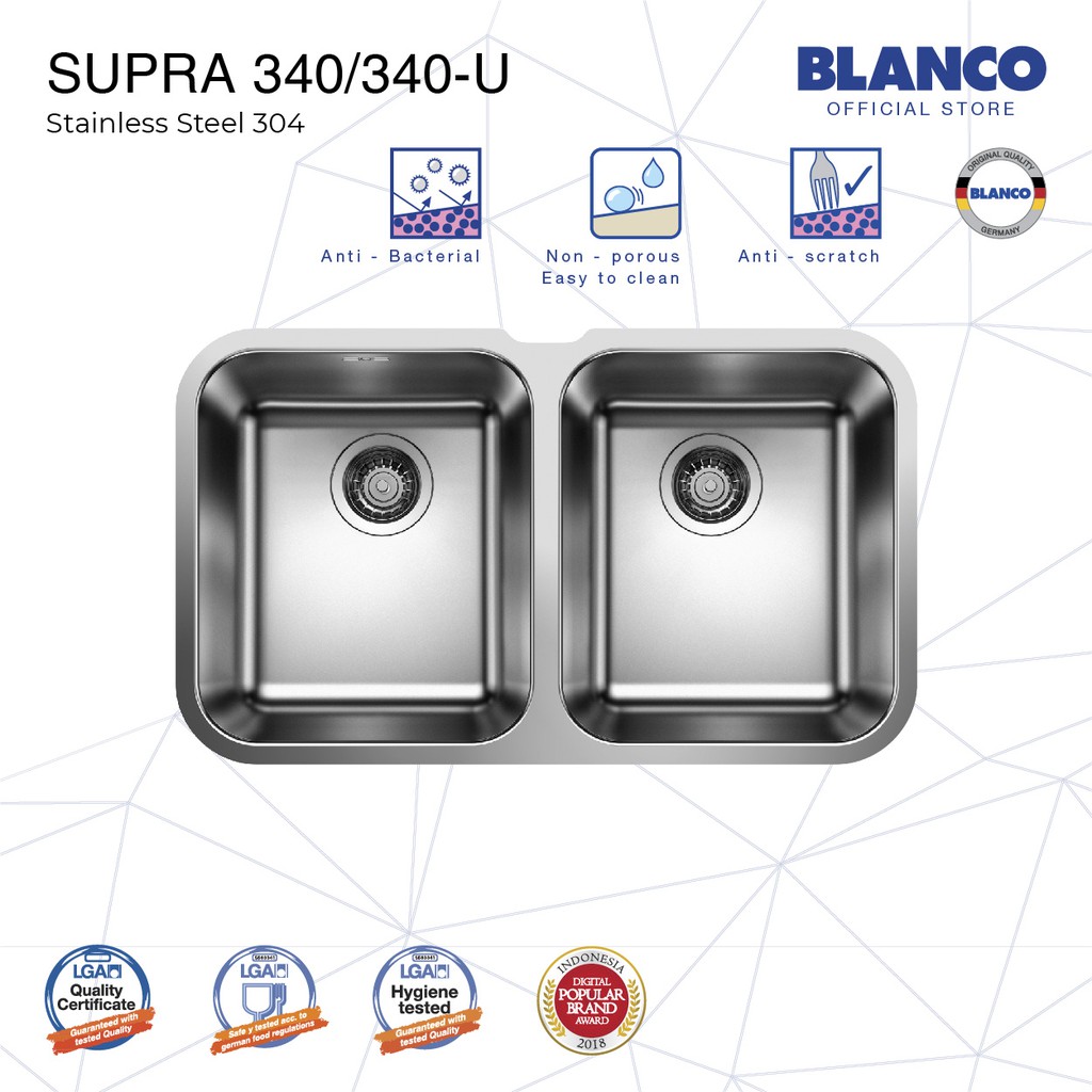 Blanco Supra 340 340 U Stainless Steel Kitchen Sink Shopee Indonesia