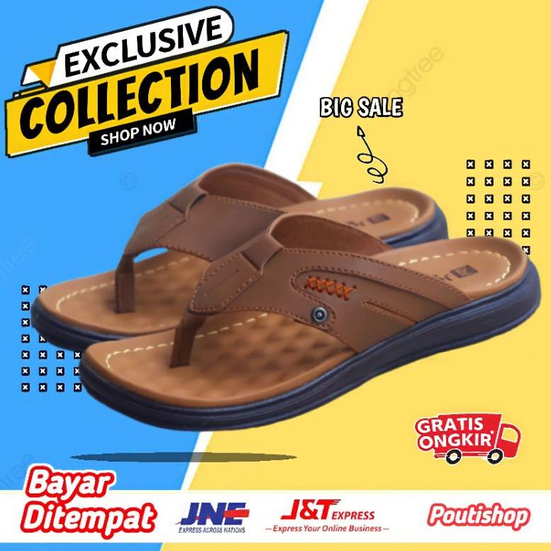 Sandal Pria Casual Kulit Asli Kasual Sendal Kulit Asli Fashion Pria Cowok Fladeo Original Dewasa –TK