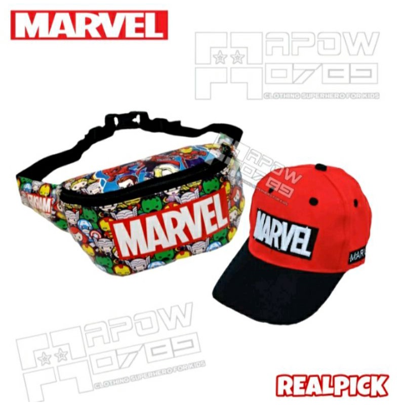 PROMO BISA COD Waistbag Marvel anak 2in1 laki-laki 2-10Tahun Motif kartun abstrak