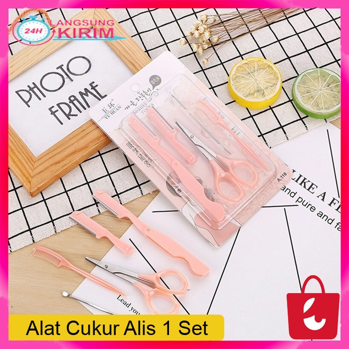 [5 Pcs / 1 Set] Alat Pisau Cukur Alis 1 Set Pisau Pencukur Kerokan Alis Mata Mini Lipat Tajam Wanita