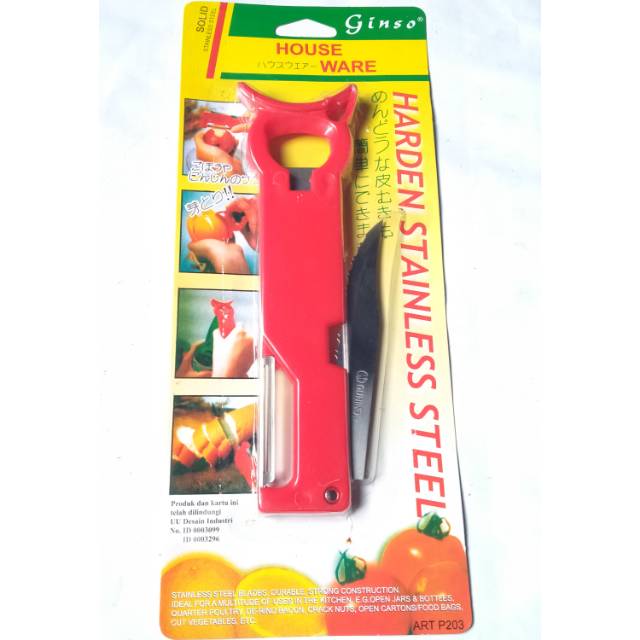 pisau dapur GINSO 4in1,multi purpose knife,4 fungsi/kupas buah/sayur/dll.