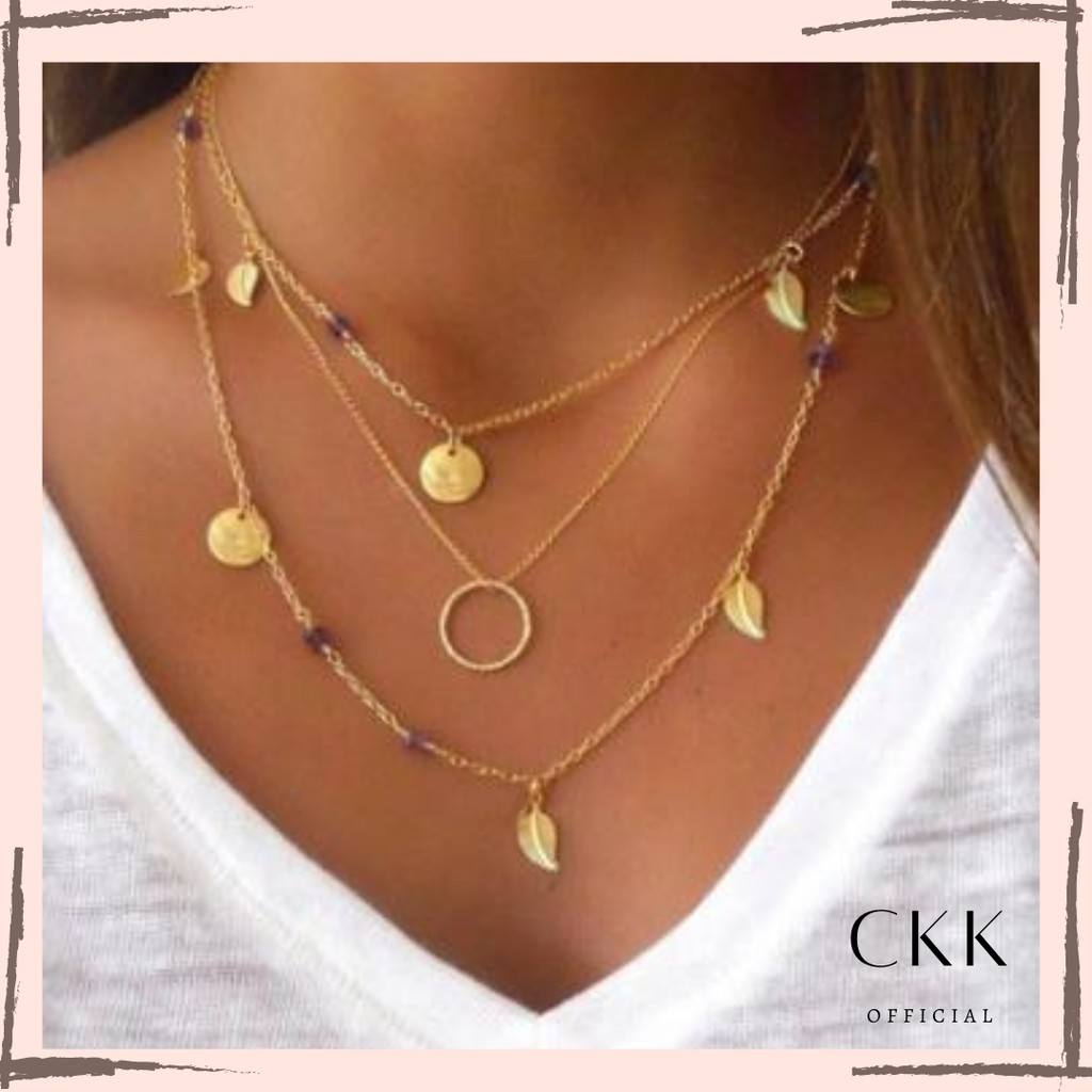 ➰CKK➰ Multi-layer Fashion Metal FA36 Necklace Women Kalung