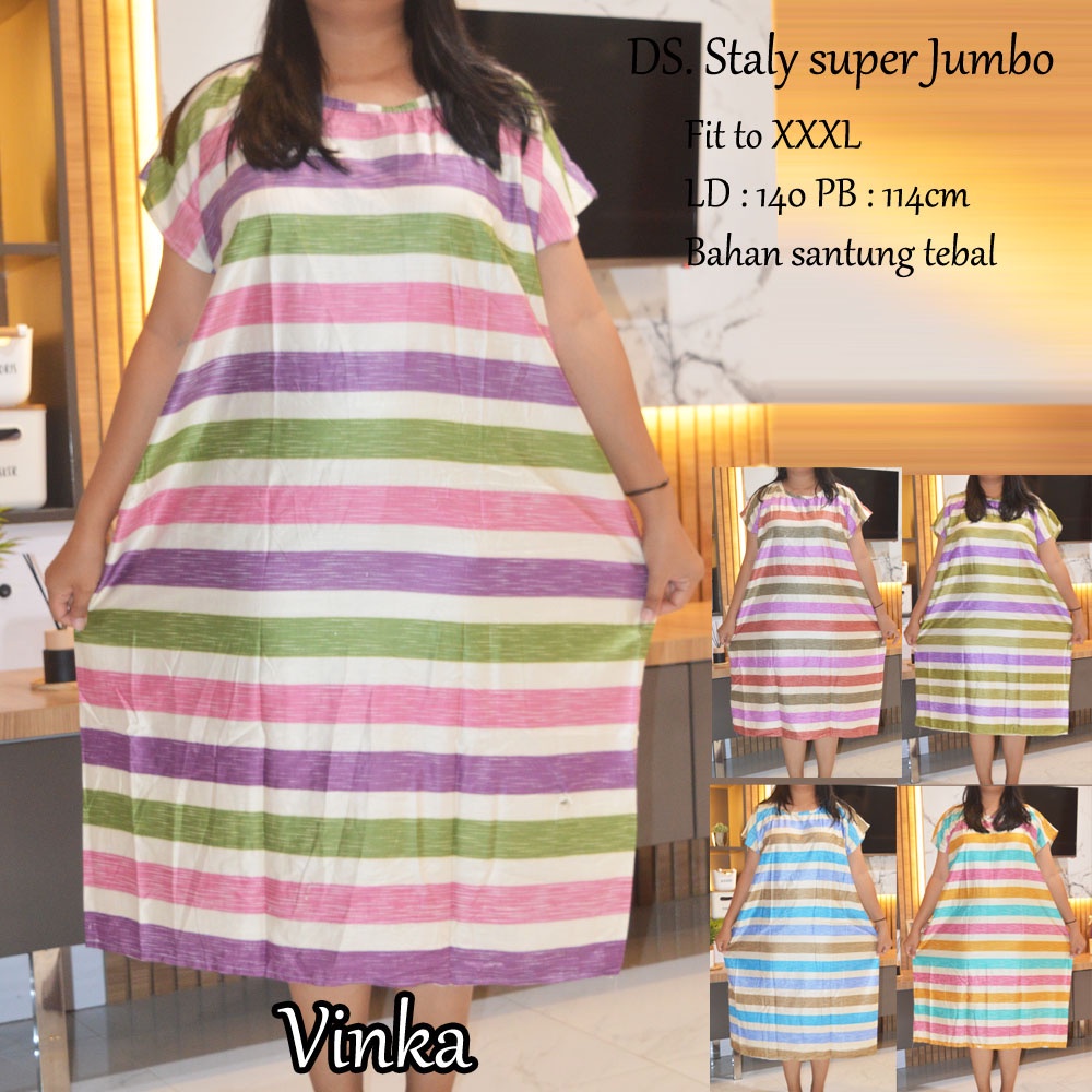 Daster super Jumbo staly LD 140 | 1kg muat 5pcs  | daster murah-Vinka