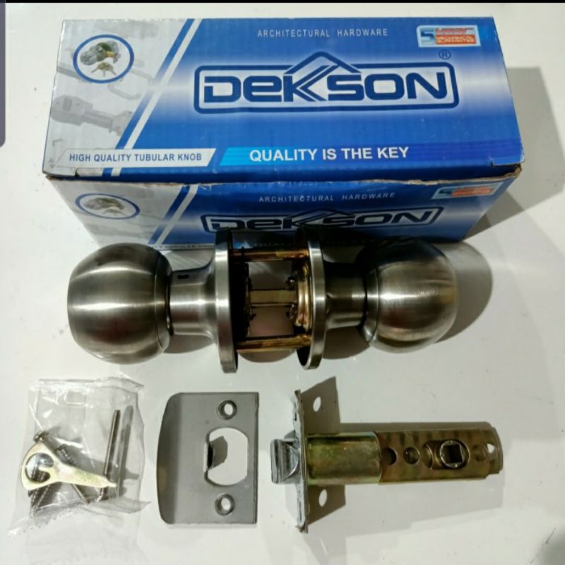 Kunci Bulat Pintu Kamar Mandi Dekson DKS 9587 BK sss - Kunci Bulat Dekson - Kunci Bulat Stainless St