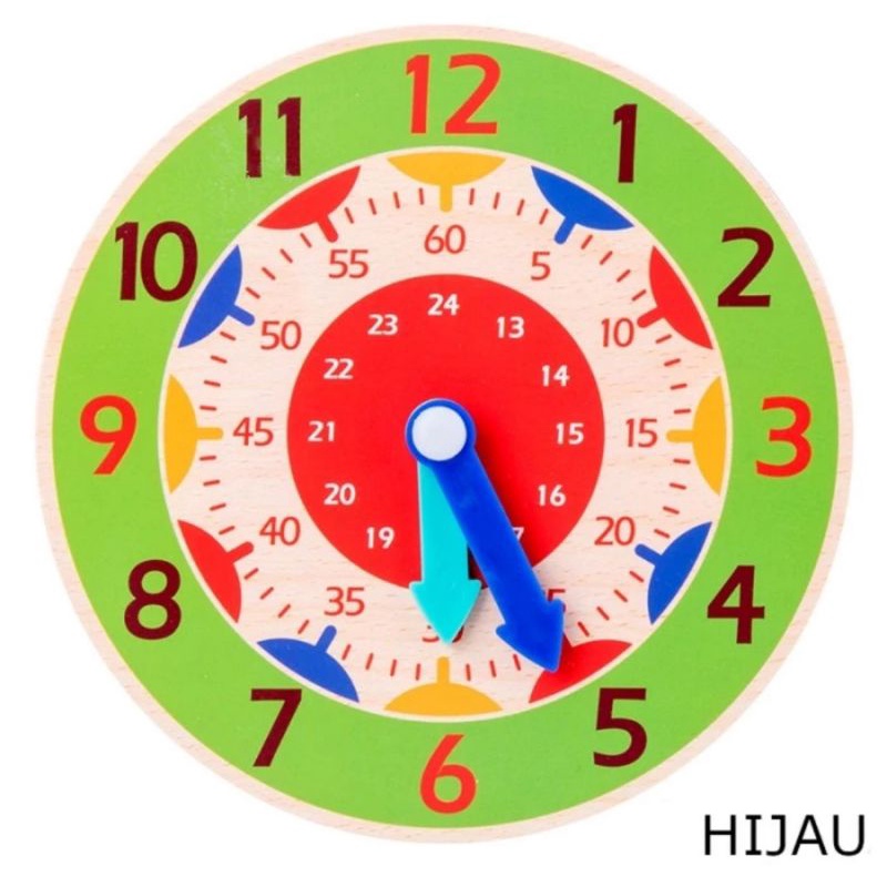 MAINAN JAM DINDING EDUKASI ANAK UNTUK MENGENAL WAKTU / WOODEN CLOCK, Mainan Jam Kayu / Belajar Jam / Wooden Clock / Mainan Edukasi