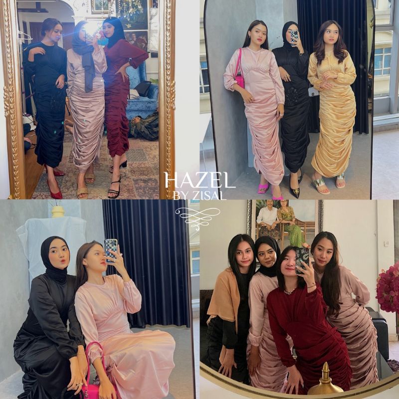 HAZEL DRESS ORI BY ZISALLECTION MAROON SIZE M