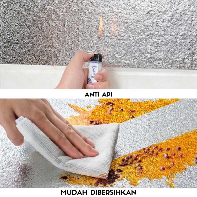 Retaily - HL0208 Wallpaper Aluminium Foil Anti Minyak Tahan Api Stiker Dinding Dapur