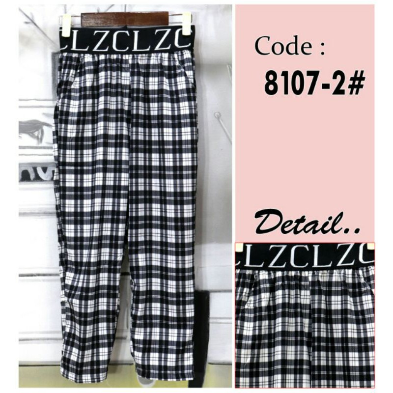 celana kotak kotak cewek bahan kaos