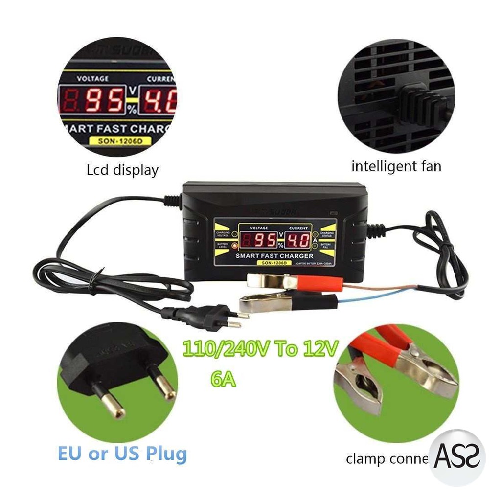 ASS Shop - Taffware Charger Aki Mobil Acid Digital Smart Battery Charger 12V6A