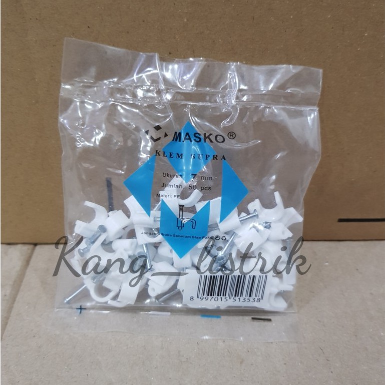 KLEM KABEL PAKU BETON NO 7 MM ( 50 PCS ) MASKO / CABLE CLIP LISTRIK