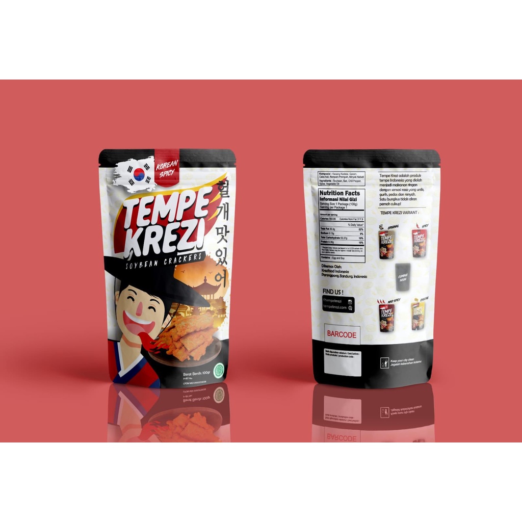 TEMPE KREZY KOREA SPICY KERIPIK TEMPE PEDAS GILA HOT RENYAH SNACK UMKM KEKINIAN KHAS INDONESIA