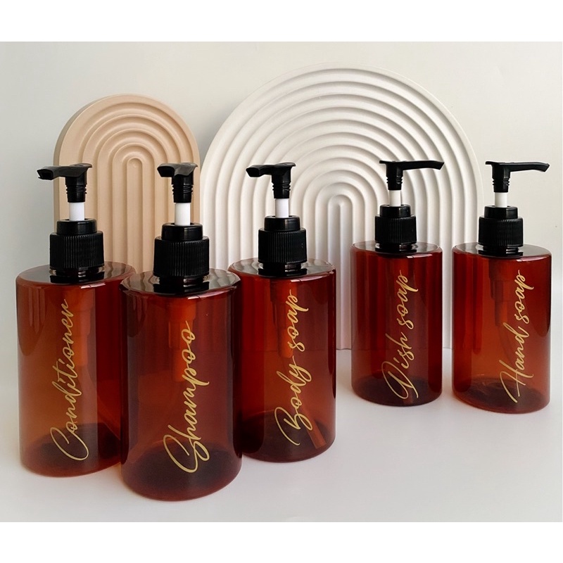 botol coklat Exclusive 250ml . aesthetic bottle minimalist refill organizer tempat sabun cair pump estetik