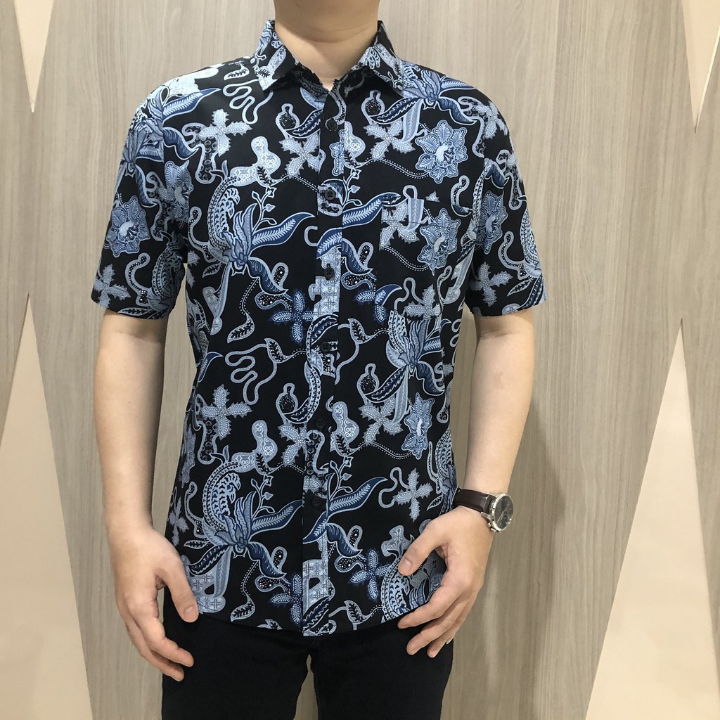[gridline - R032 & R032-b] Kemeja Batik Pria Katun Lengan Pendek Regular Batik