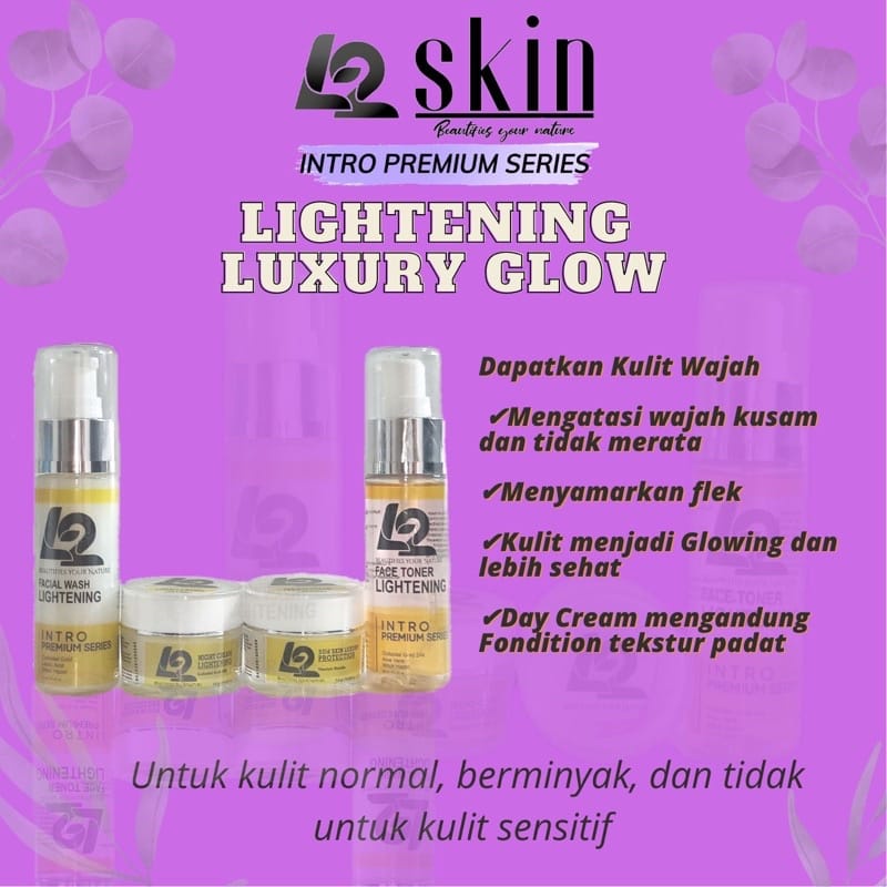 Paket Set L2 Skin Lightening Luxury Glow Series Skincare Scincare Skinker Obat Acne Acnes Whitening 