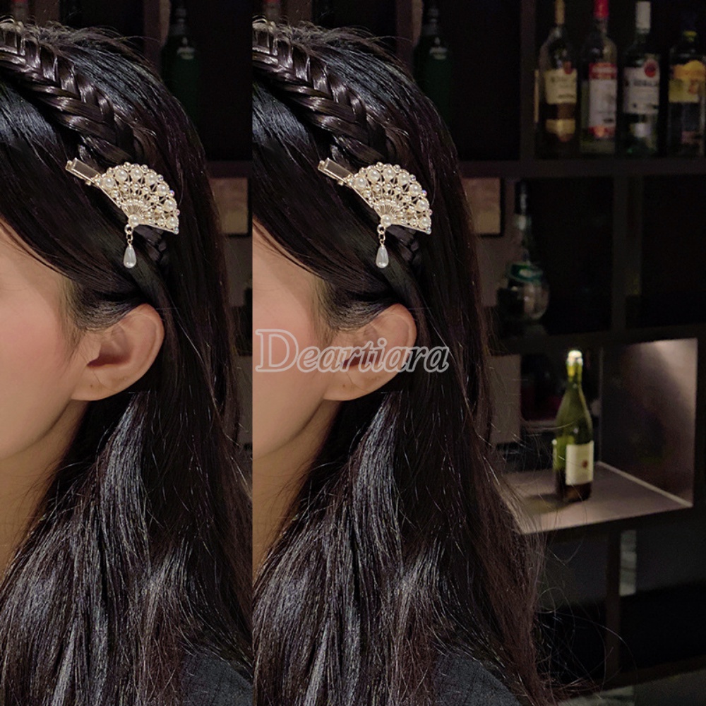 Jepit Rambut Gaya Retro Elegan Dengan Liontin Mutiara Untuk Wanita