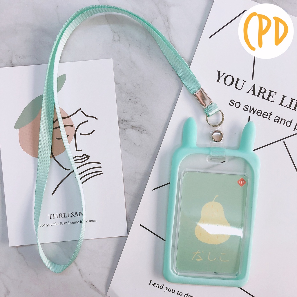 Tali Name Tag Warna Pastel Lanyard Card Holder Id Card