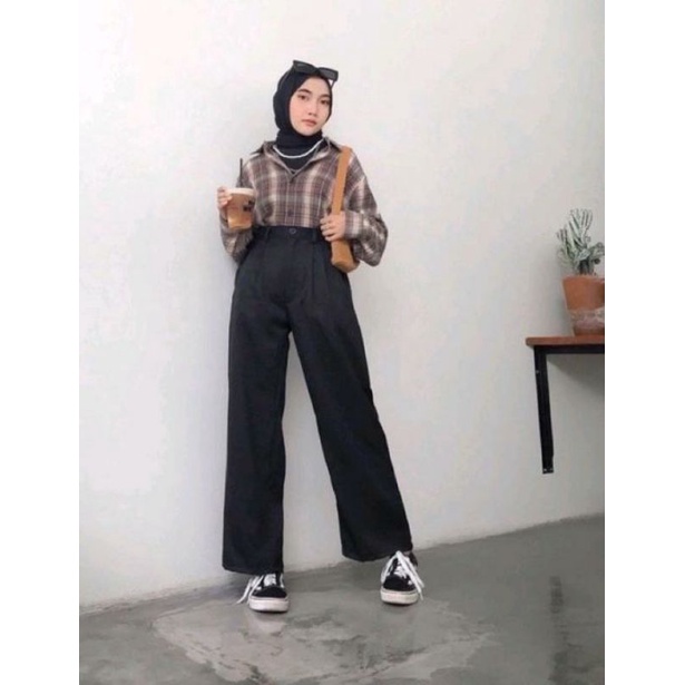 Aynalabel Highwaist kulot linen wanita premium//celana kulot pants panjang cewek