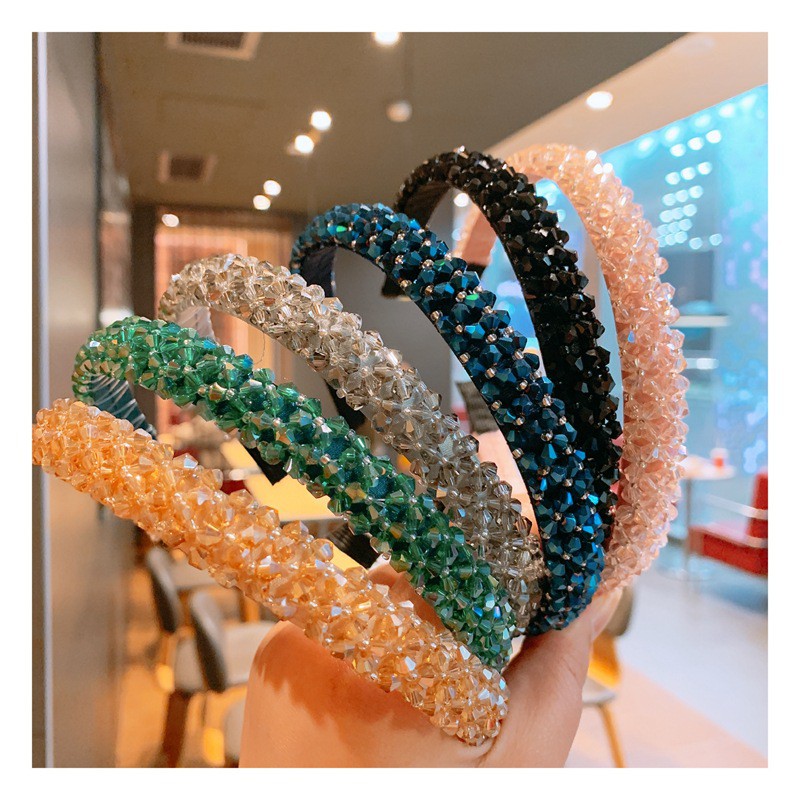 Korean Ins Crystal Beaded Headband Fashion Simple Hair Bands for Women Hair Accessories