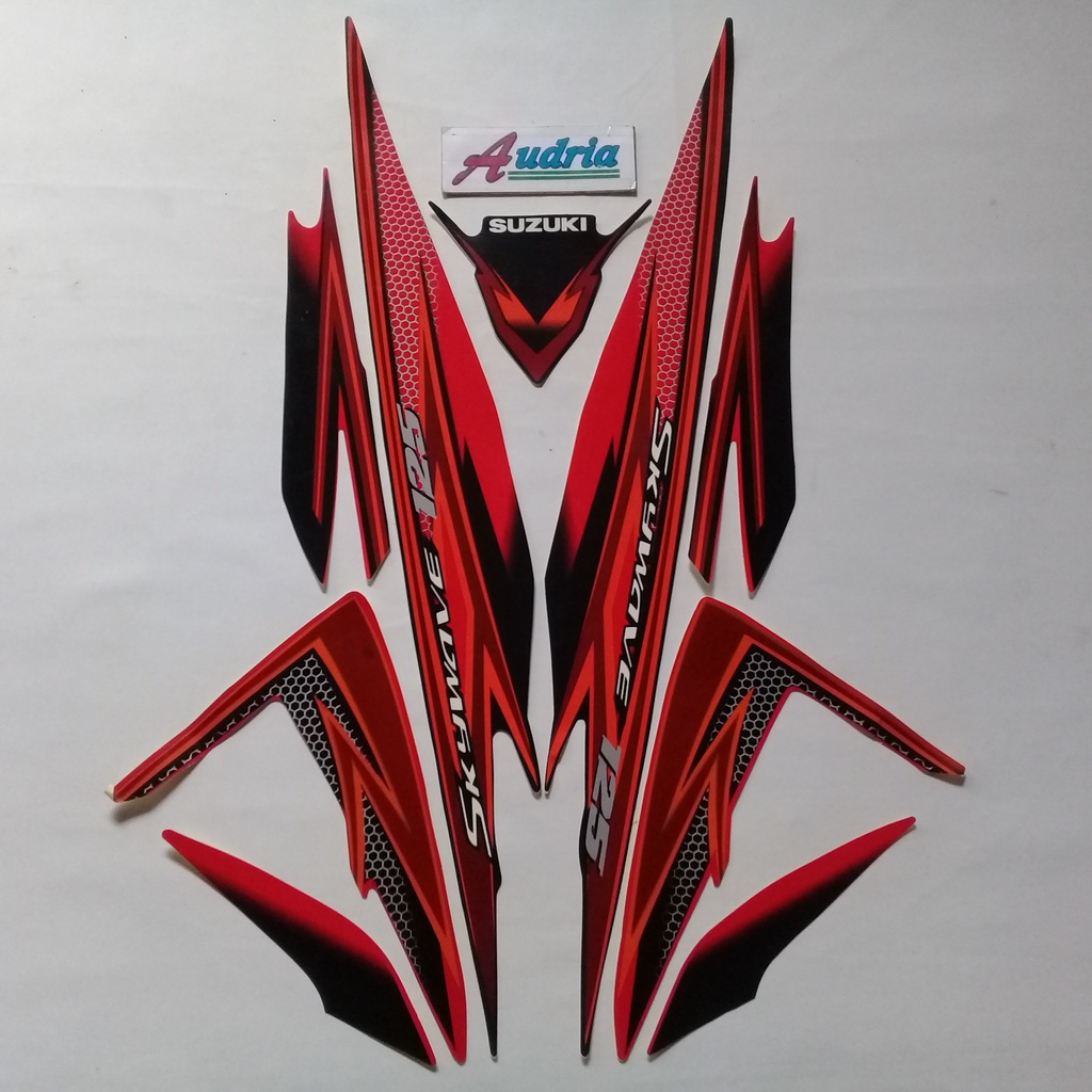 Striping sticker motor suzuki skywave 125 2008 hitam-merah