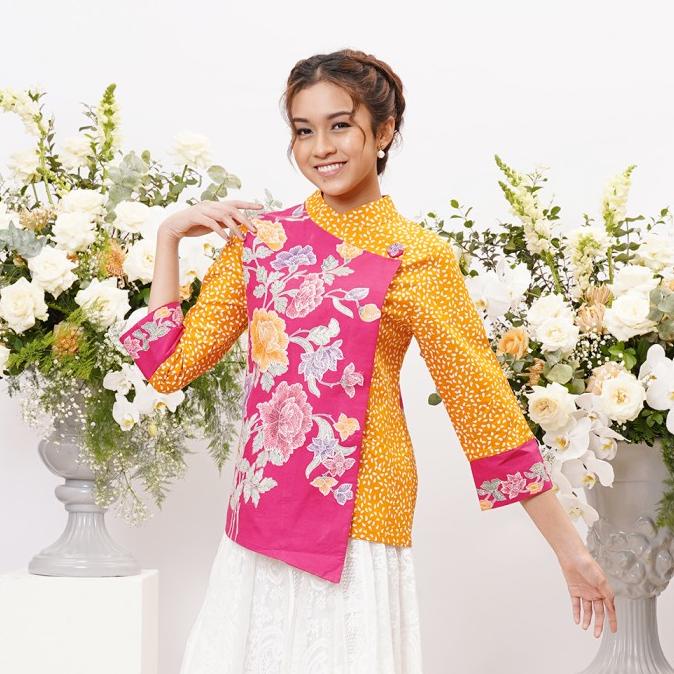 NONA RARA - Liefde Encim Bloemen T1156,Bajublouse batik wanita modern