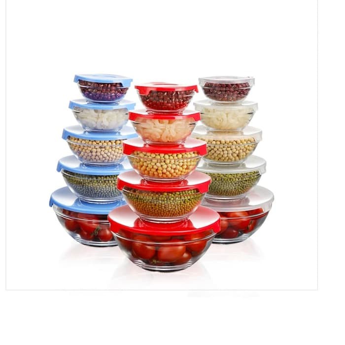 [COD] GLASS BOWL SET ISI 5 MANGKOK BELING DENGAN TUTUP